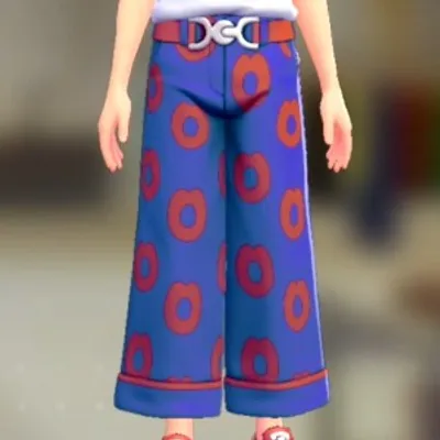 パターンワイドパンツセット - キッスブルー ビビッドレッドの画像