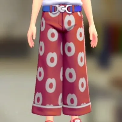 パターンワイドパンツセット - キッスレッド ビビッドブルーの画像