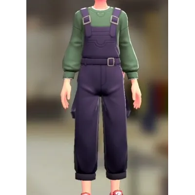 サロペット&スウェットセット - パープル オリーブの画像