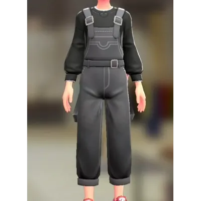 サロペット&スウェットセット - グレーデニム ブラックの画像