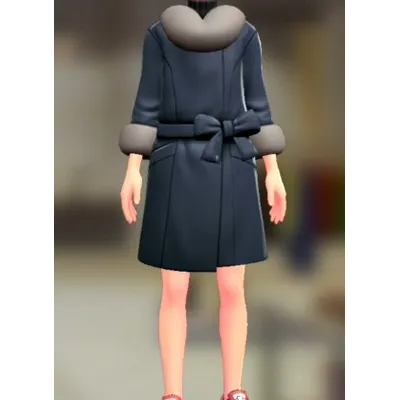 ファーコート&ニットセット - ネイビー ブラックの画像