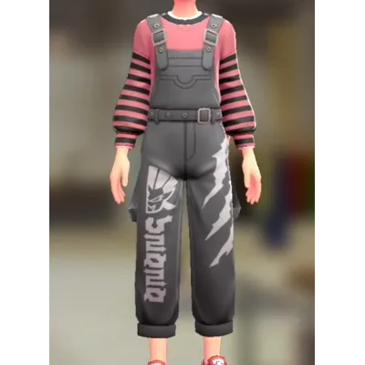 ビッグロゴサロペットセット - クローグレー ピンクボーダーの画像